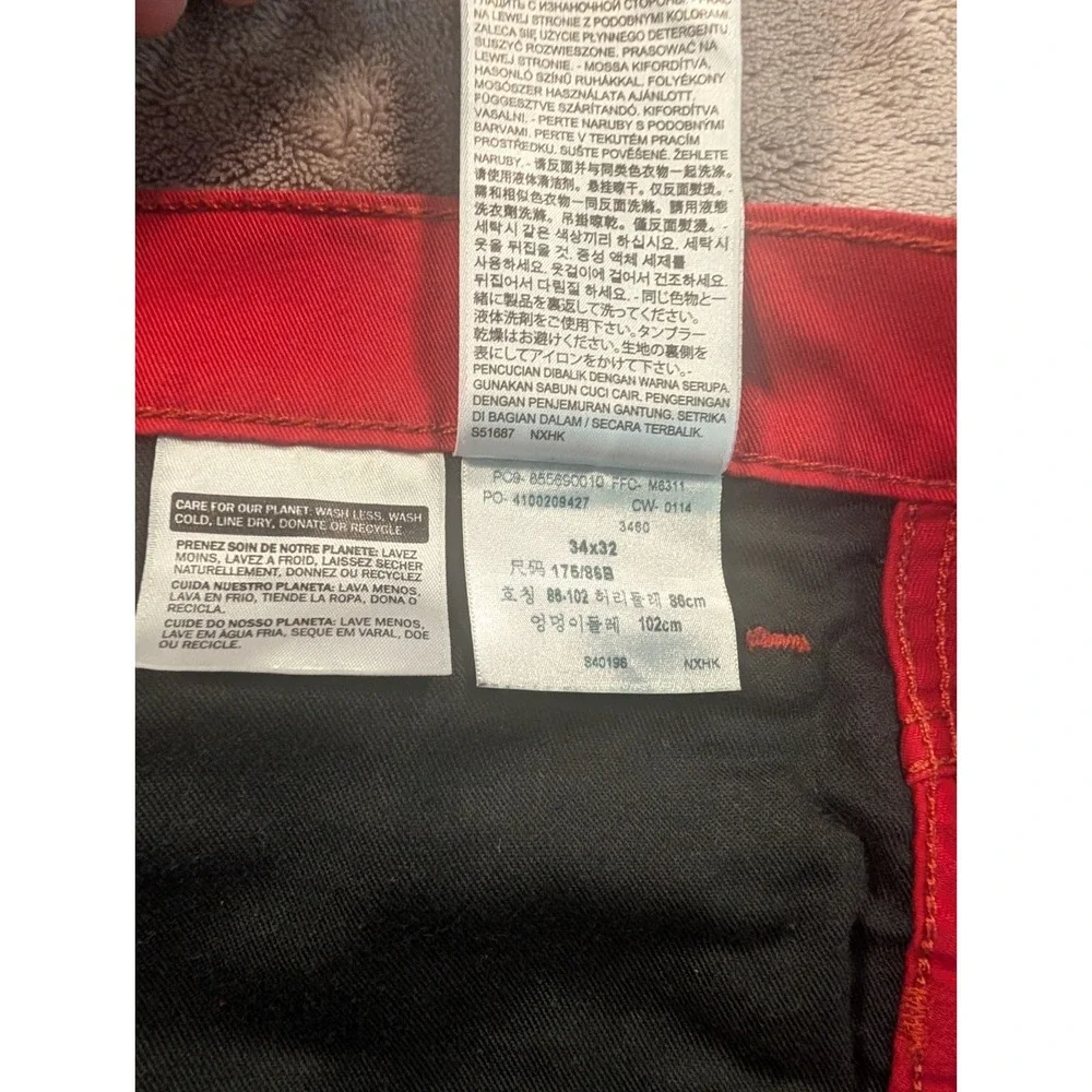 Levi's 569 Loose Straight Jeans Men's 34x32 Red Cotton Stretch Used